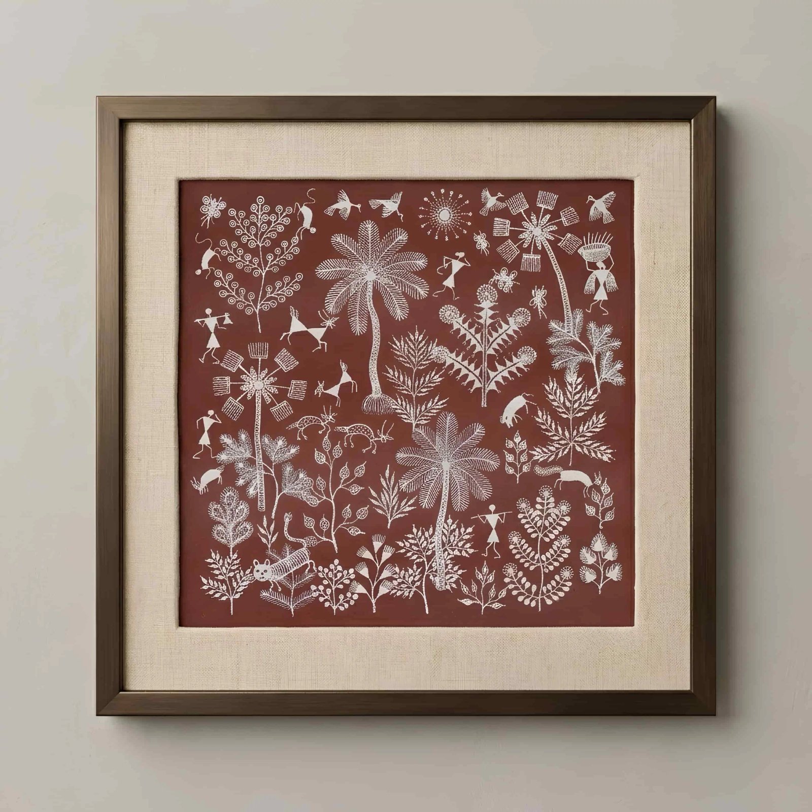 Original Warli Forest and Wildlife Painting Thumbnail 1