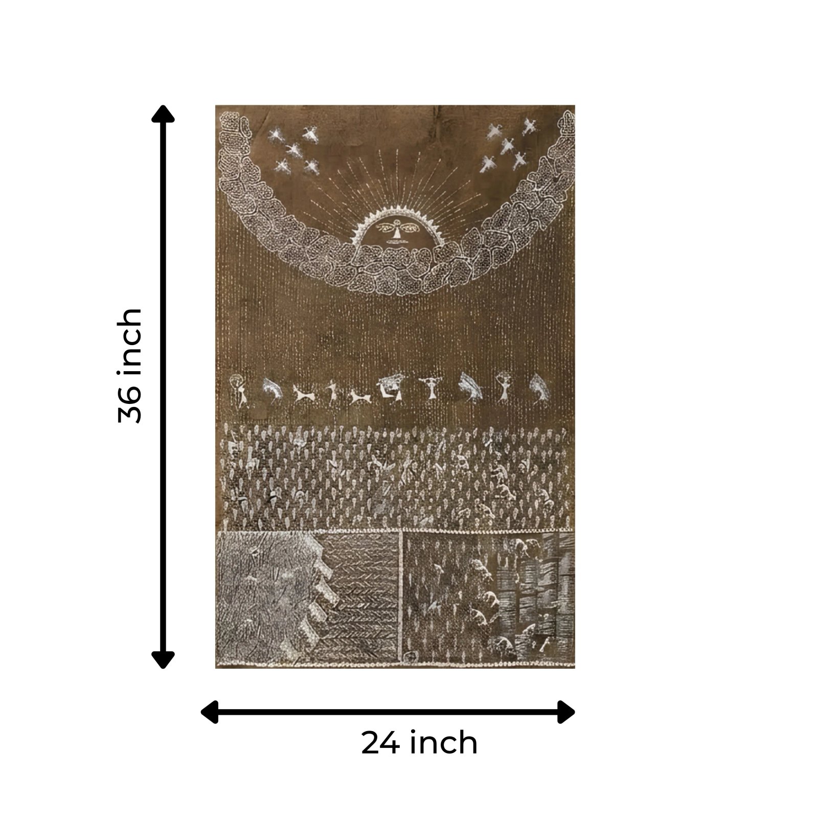 Authentic Warli Monsoon Rains & Sun God Painting Thumbnail 3