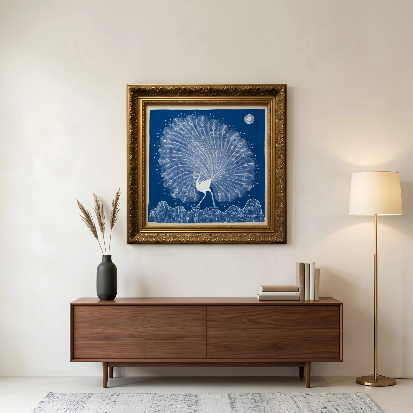 Handmade Warli Painting - Dancing Peacock Thumbnail 2