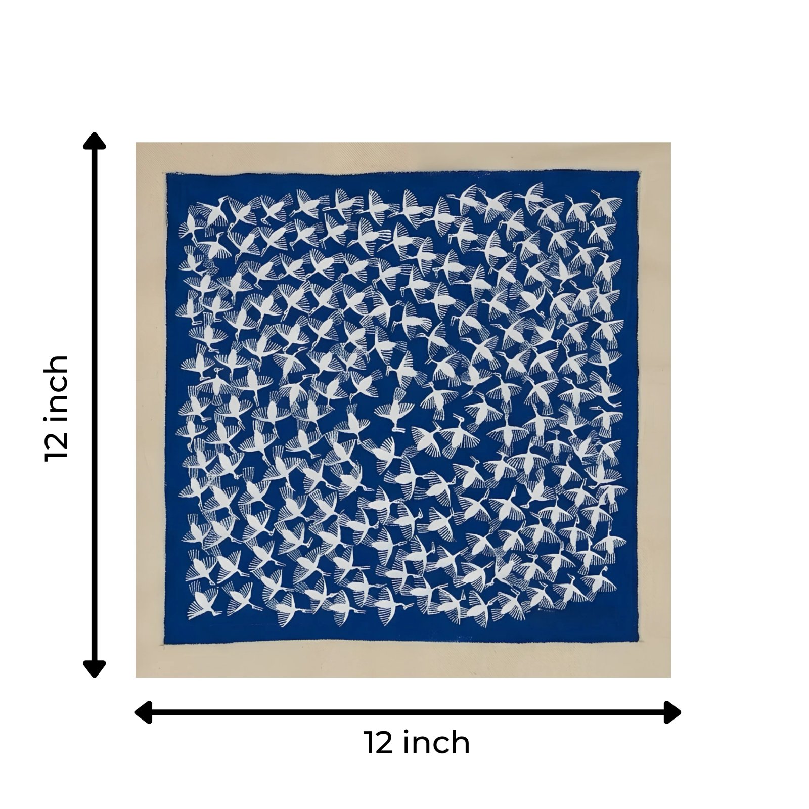 Handpainted Warli Birds in Flight Painting on Canvas Thumbnail 3
