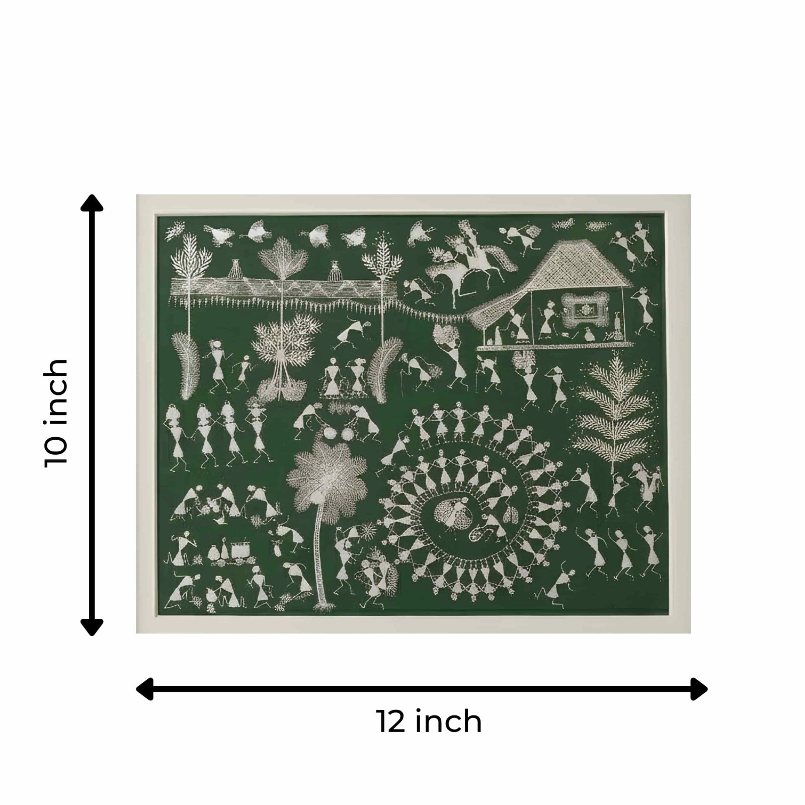 Handpainted Forest Green Warli Painting Thumbnail 3