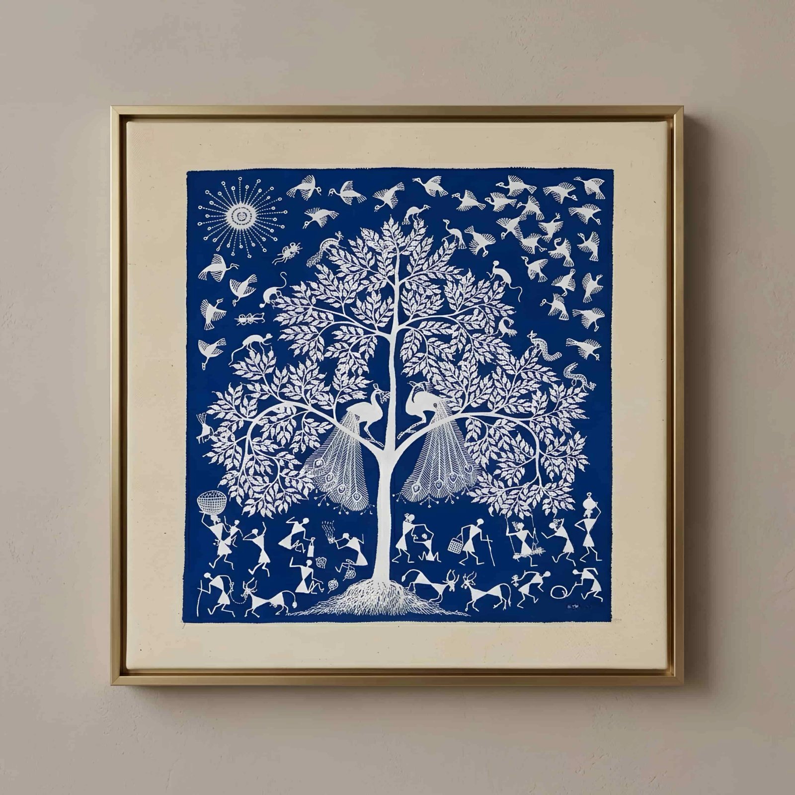 Handcrafted Indigo Blue Warli Painting Thumbnail 1