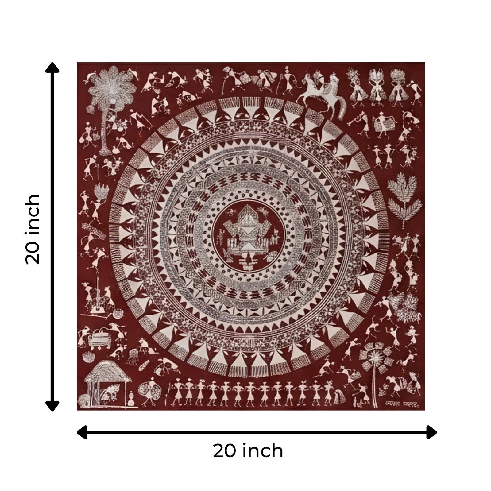 Authentic Warli Tree of Life & Spiraling Bird Flock Thumbnail 3