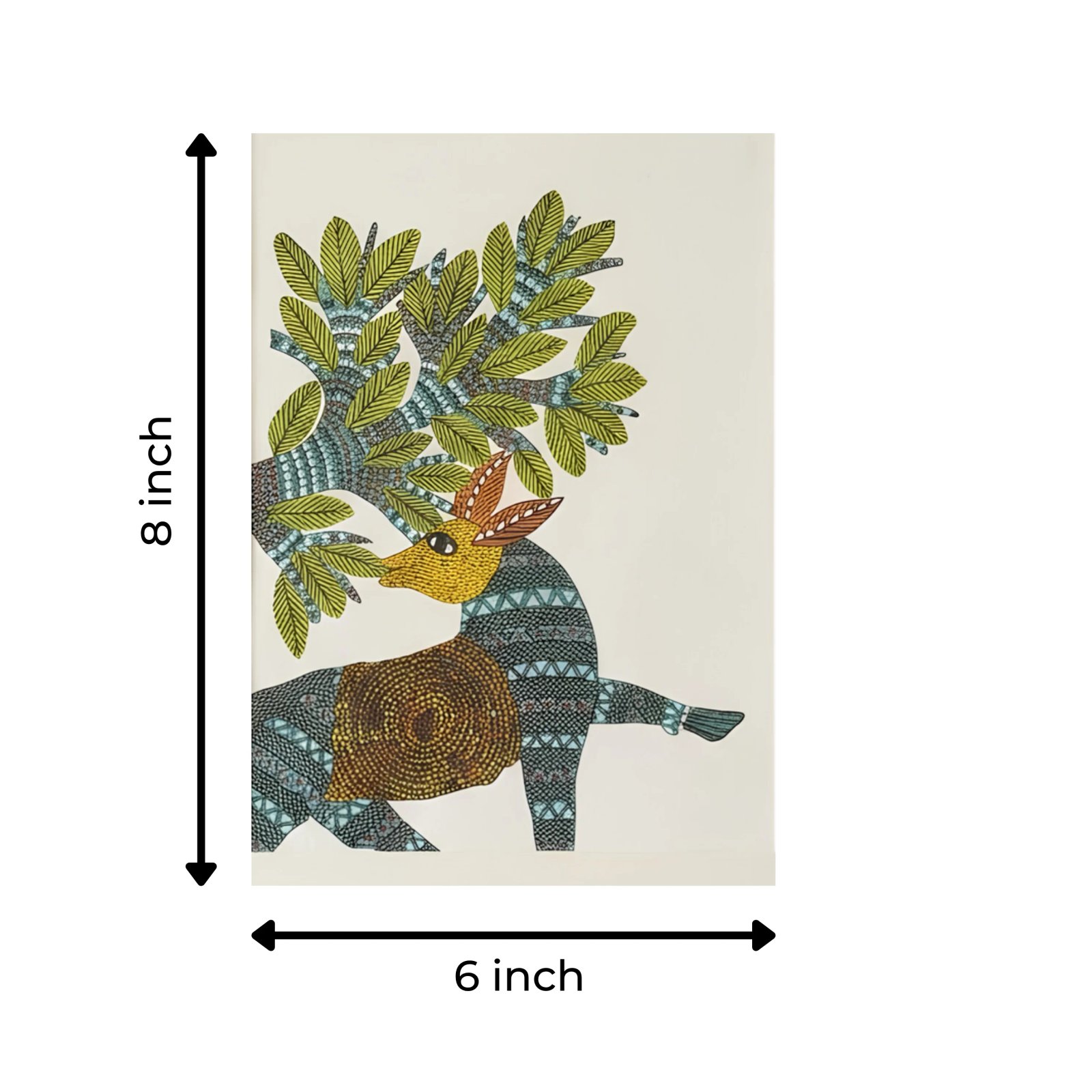 Original Gond Tribal Painting – The Majestic Blue Deer & Sacred Tree Thumbnail 3