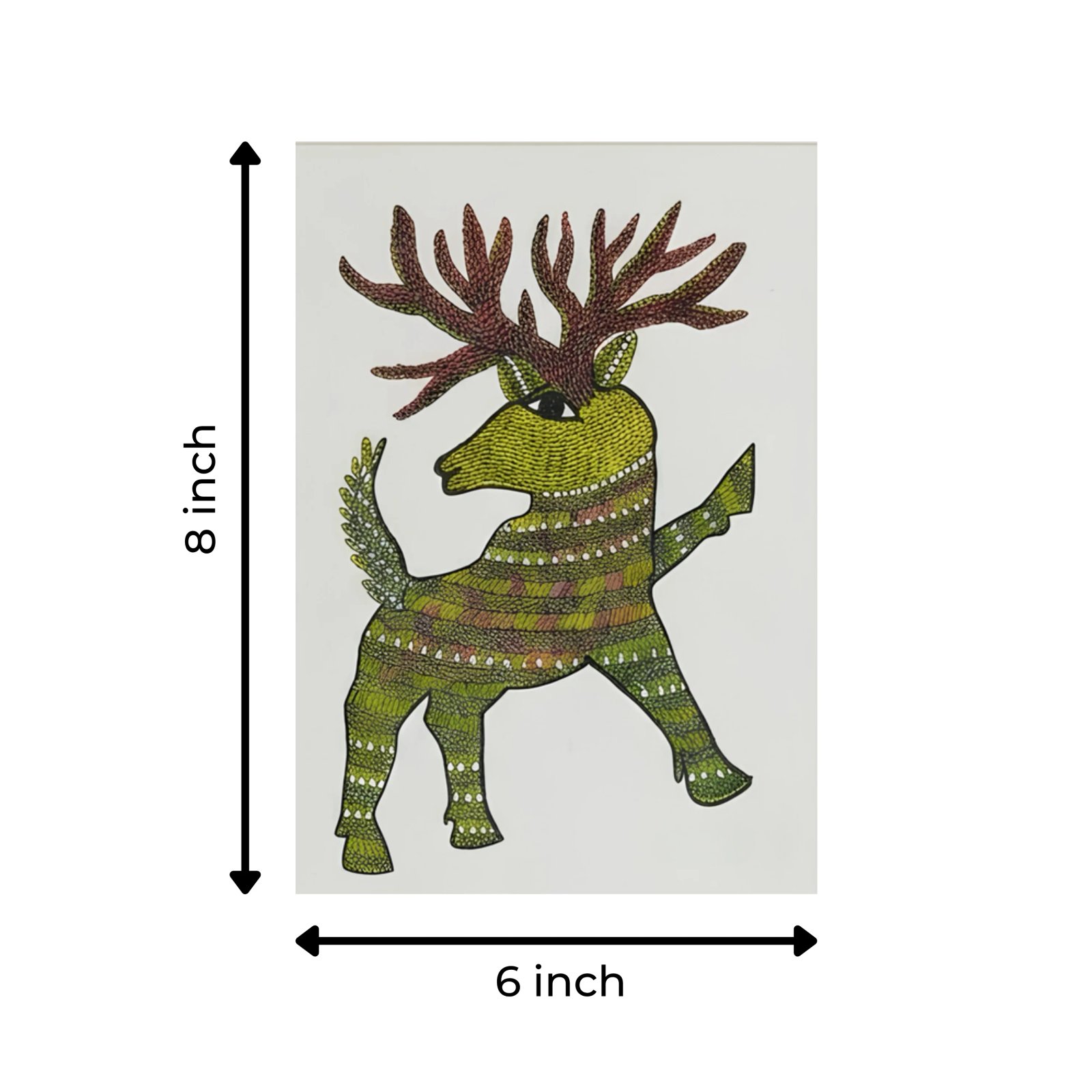 Handpainted Gond Art Barasingha Stag Painting Thumbnail 3