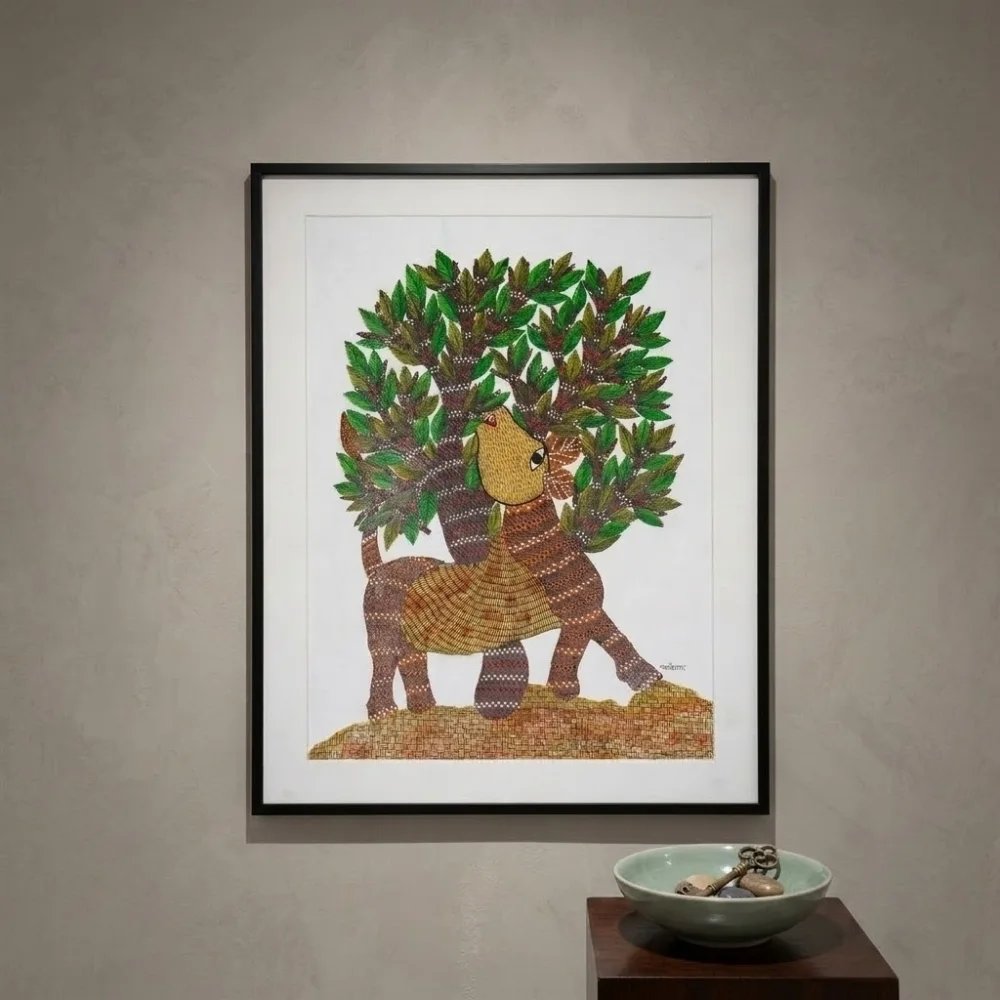 The Golden-Headed Forest Stag Grazing Beneath the Sacred Mahua Tree Thumbnail 2