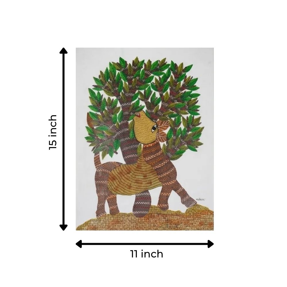 The Golden-Headed Forest Stag Grazing Beneath the Sacred Mahua Tree Thumbnail 3