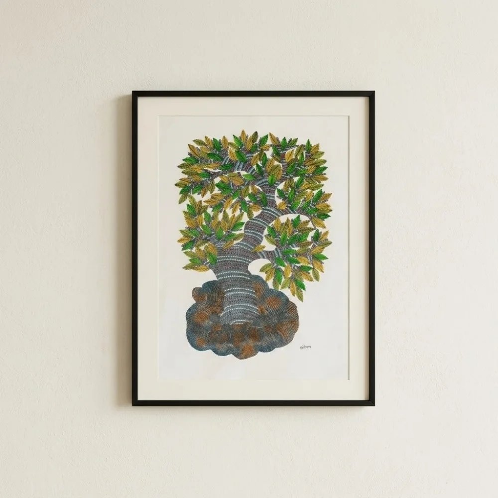 Handpainted Gond Art Painting – The Sacred Tree of Life Thumbnail 1