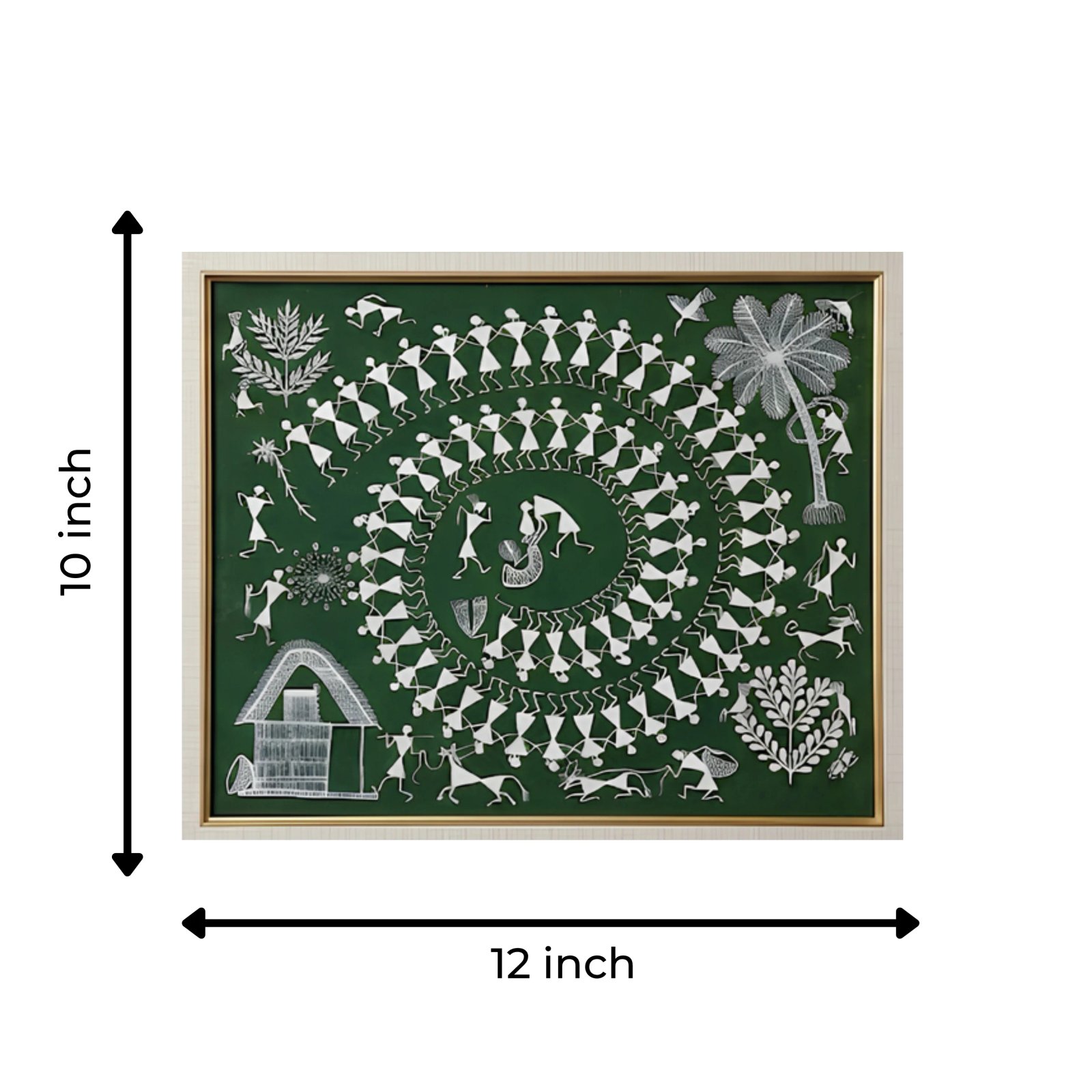 Handpainted Forest Green Warli Painting Thumbnail 3