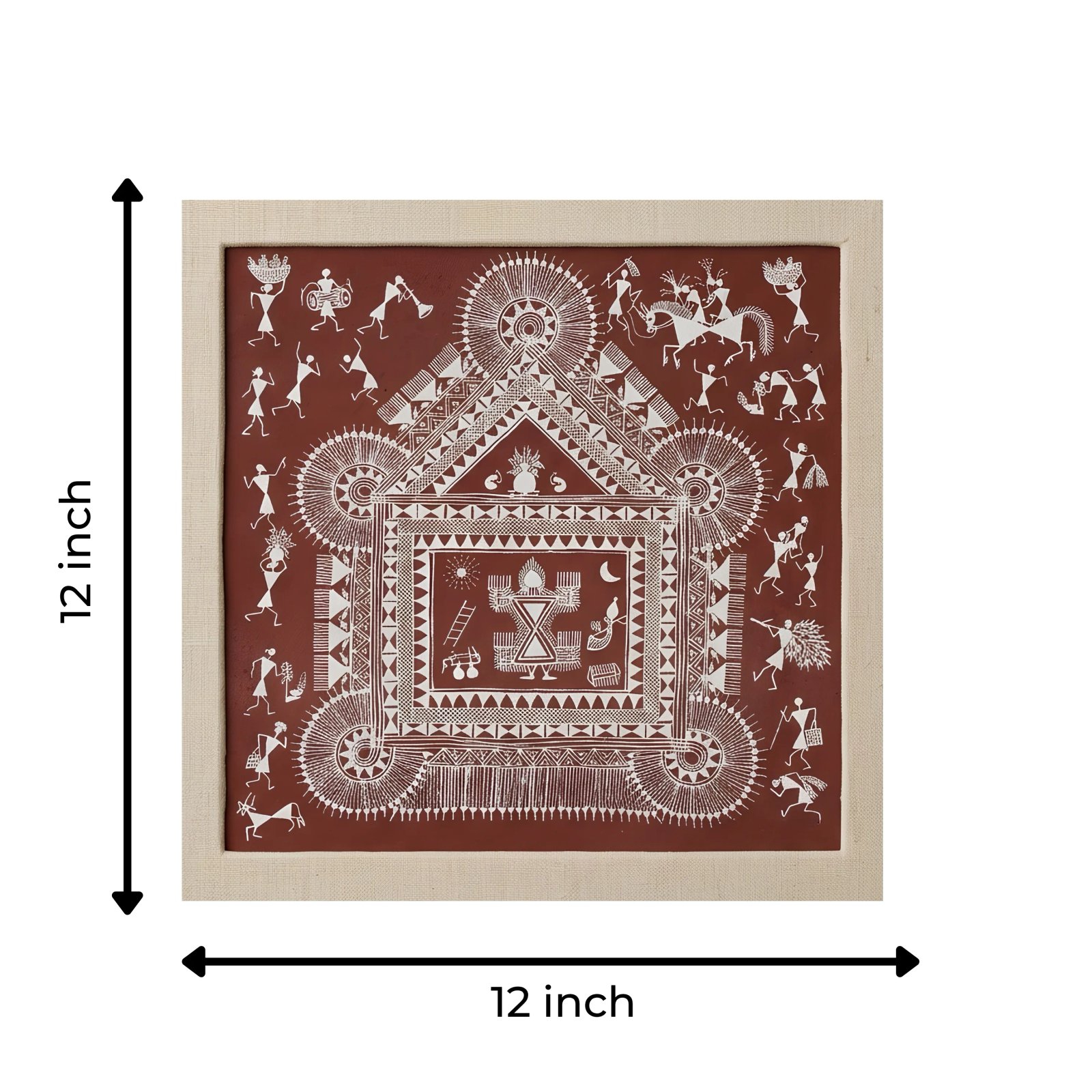 Traditional Warli Wedding Chauk Painting on Canvas Thumbnail 3