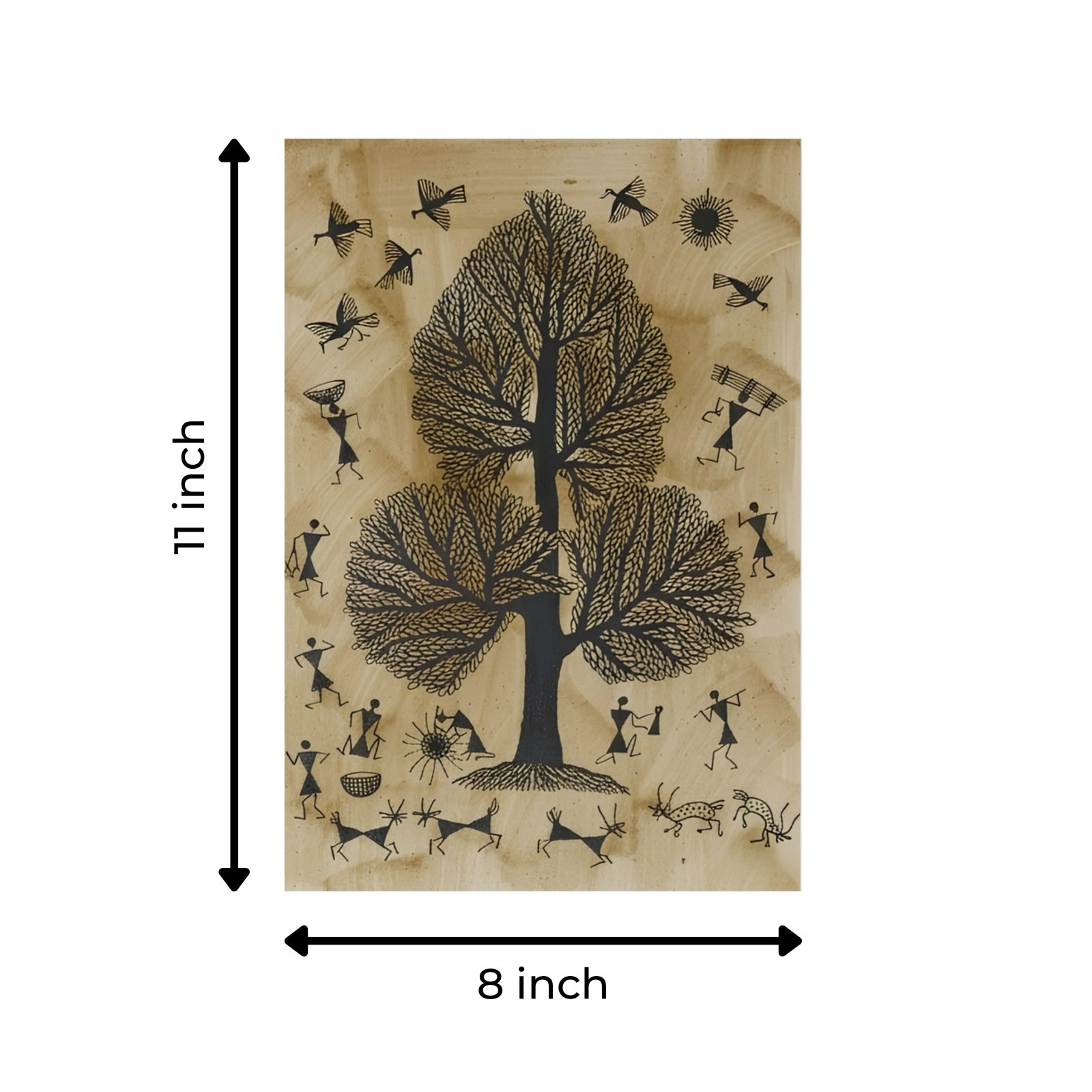 Authentic Warli Sacred Tree of Life Painting Thumbnail 3