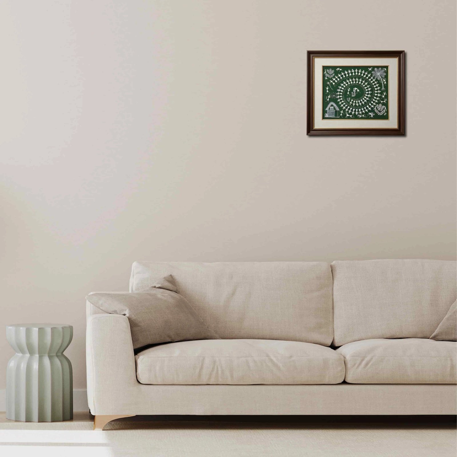 Handpainted Forest Green Warli Painting Thumbnail 2