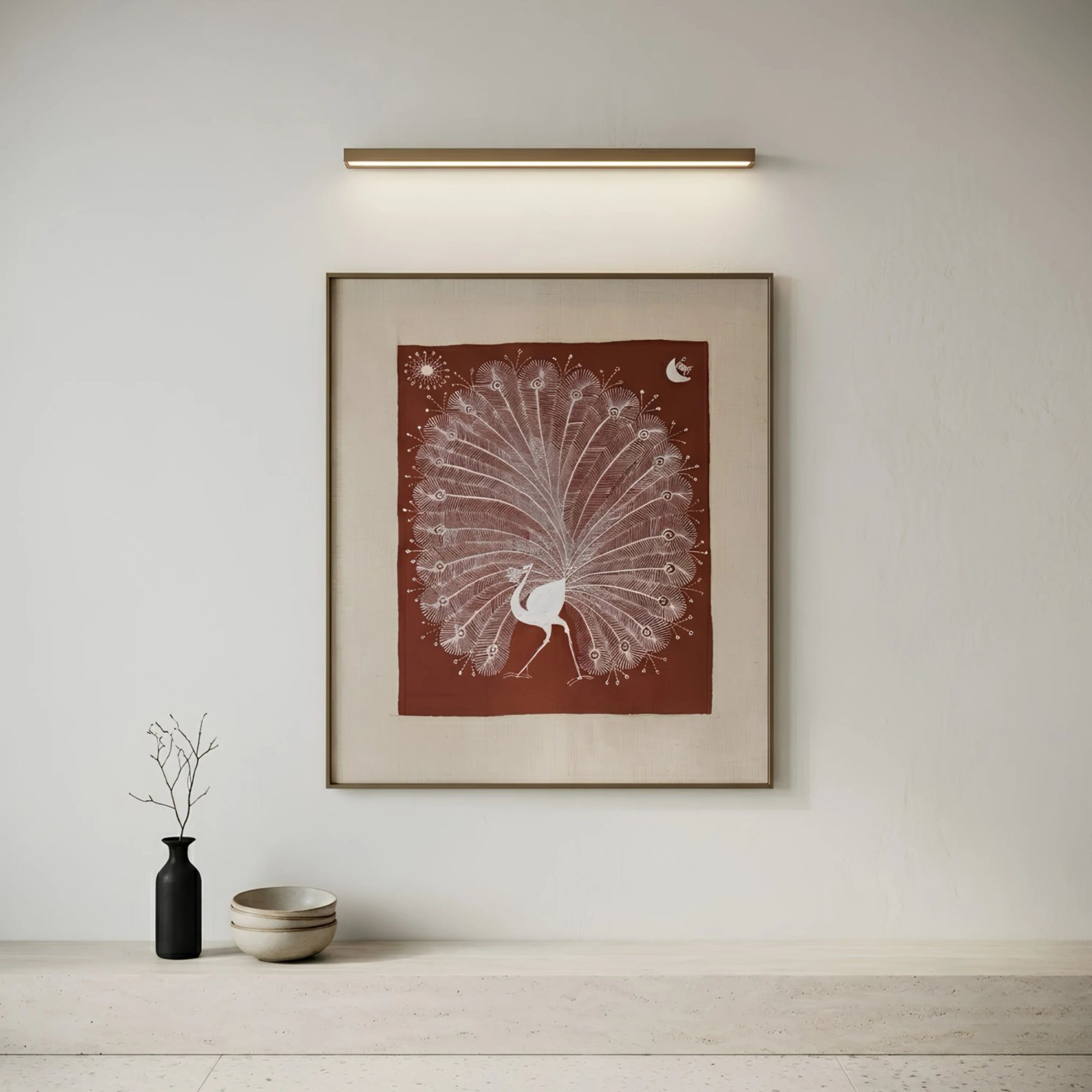Moonlit Peacock – Tribal Folk Art Painting alternate view