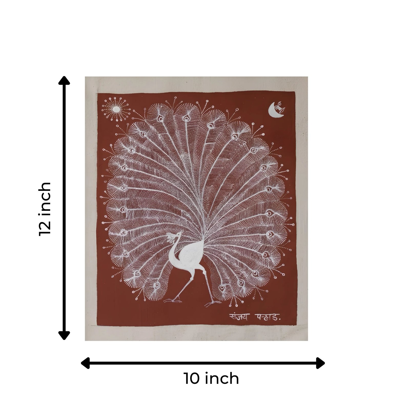 Moonlit Peacock – Tribal Folk Art Painting Thumbnail 3