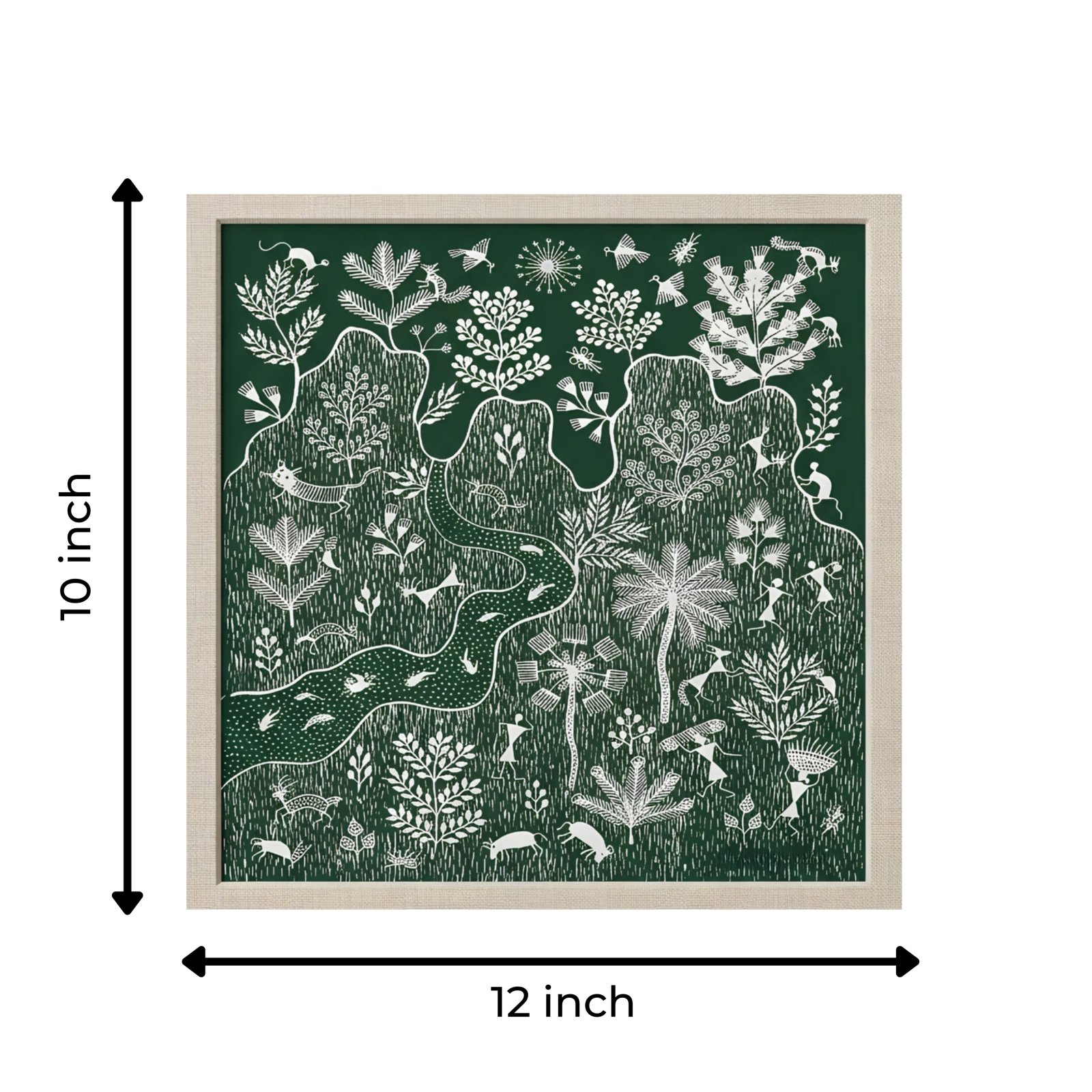 Original Warli Mountain Landscape and River Painting Thumbnail 3