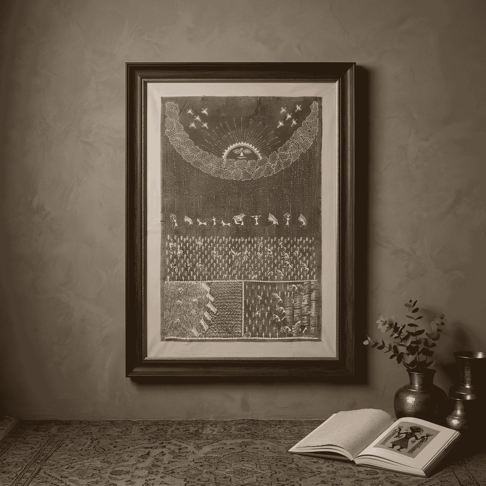 Authentic Warli Monsoon Rains & Sun God Painting Thumbnail 2