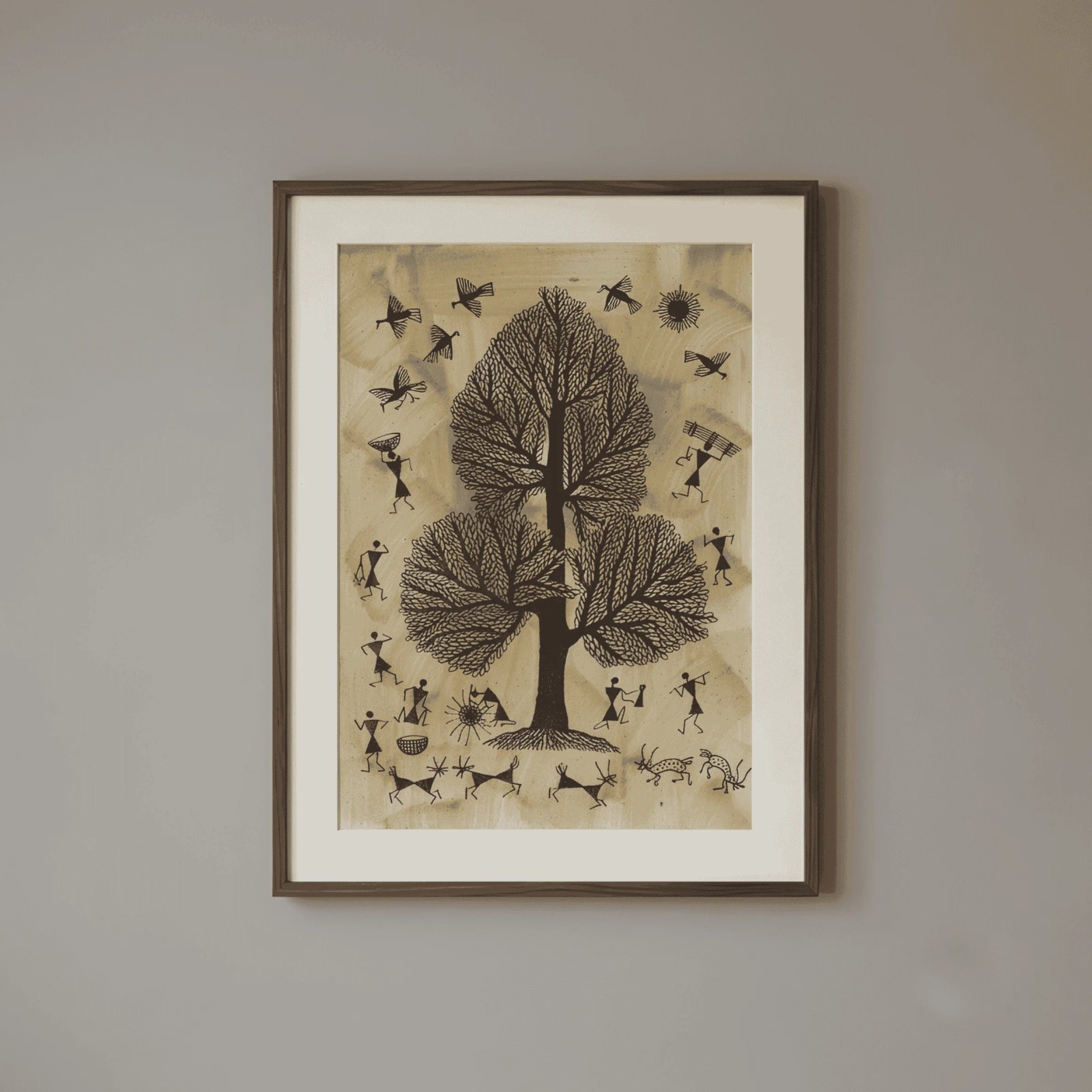 Authentic Warli Sacred Tree of Life Painting Thumbnail 1