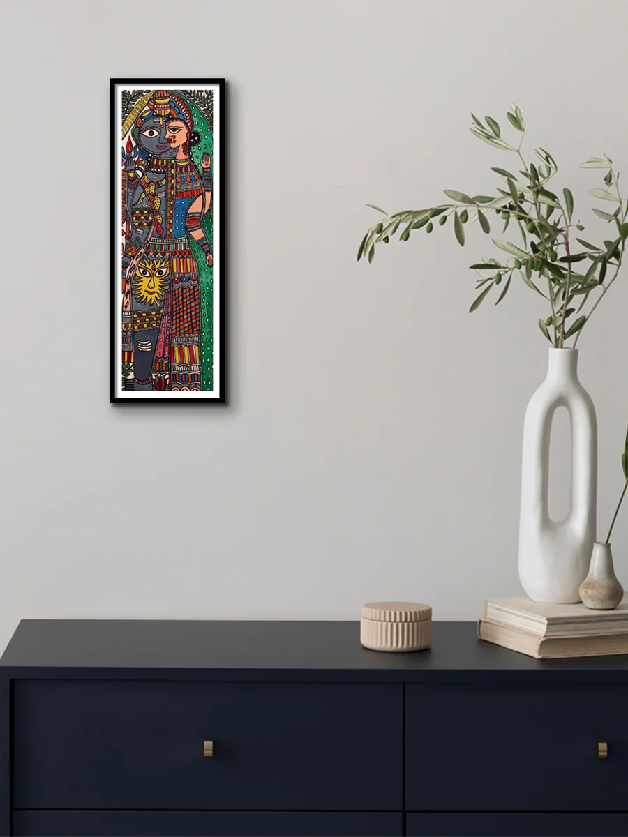 Madhubani Painting of Ardhanareshwar in Vivid Colours thumbnail 4