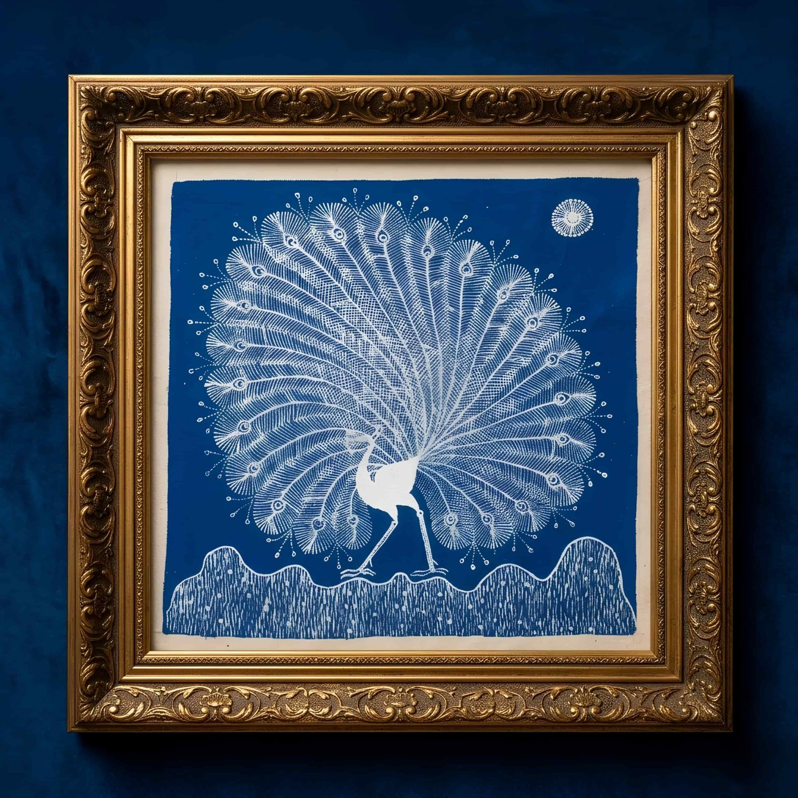Handmade Warli Painting - Dancing Peacock