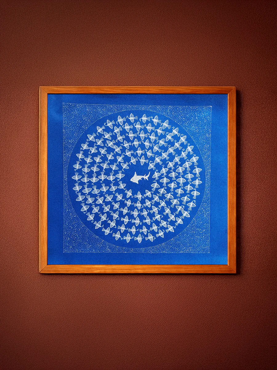 At the Heart of the blue: Wings and Fins in Warli painting