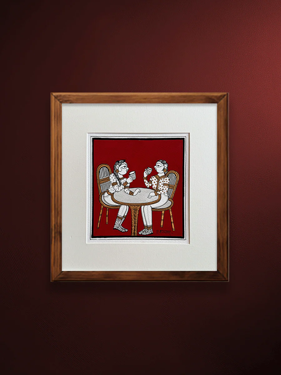 Coffee and Conversation: A Phad Painting thumbnail 3