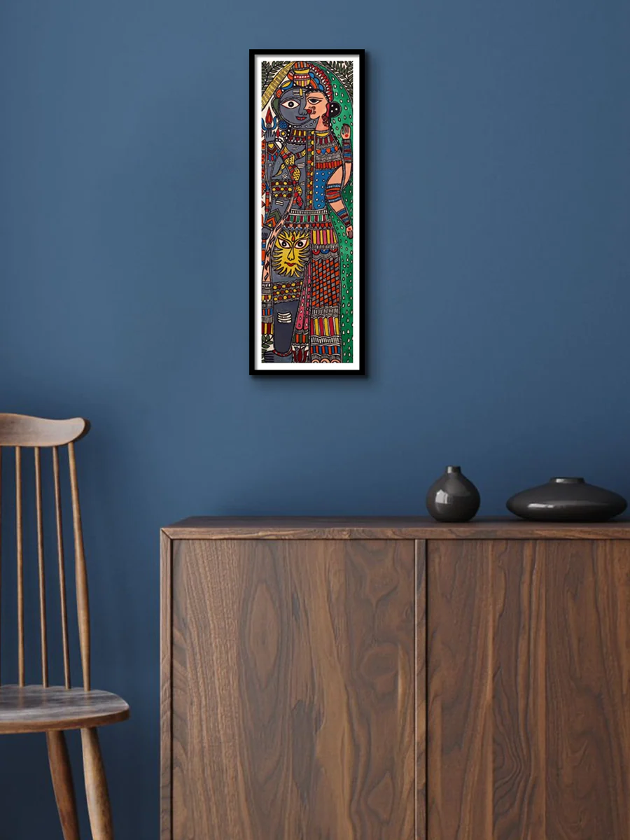 Madhubani Painting of Ardhanareshwar in Vivid Colours thumbnail 3